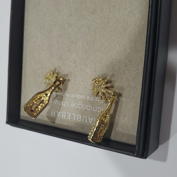 Baublebar gold tone pave Champagne Showers‎ snowflake Champagne bottle earrings - Picture 6 of 7